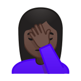 Woman Facepalming Emoji with Dark Skin Tone, Google style