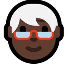 Older Person Emoji with Dark Skin Tone, Microsoft style