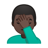 Man Facepalming Emoji with Dark Skin Tone, Google style