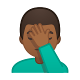 Man Facepalming Emoji with Medium-Dark Skin Tone, Google style