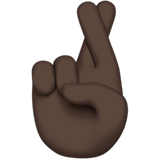 Crossed Fingers Emoji with Dark Skin Tone, Apple style