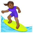Woman Surfing Emoji with Medium-Dark Skin Tone, Samsung style