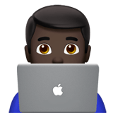 Man Technologist Emoji with Dark Skin Tone, Apple style