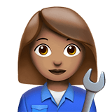 Woman Mechanic Emoji with Medium Skin Tone, Apple style