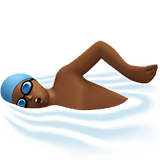 Person Swimming Emoji with Medium-Dark Skin Tone, Apple style
