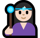 Woman Mage Emoji with Light Skin Tone, Microsoft style