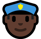 Man Police Officer Emoji with Dark Skin Tone, Microsoft style