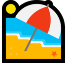 Beach with Umbrella Emoji, Microsoft style