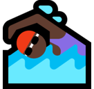 Woman Swimming Emoji with Dark Skin Tone, Microsoft style