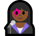 Woman Singer Emoji with Medium-Dark Skin Tone, Microsoft style