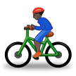 Man Biking Emoji with Dark Skin Tone, Samsung style