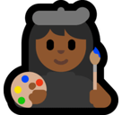 Woman Artist Emoji with Medium-Dark Skin Tone, Microsoft style