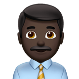 Man Office Worker Emoji with Dark Skin Tone, Apple style