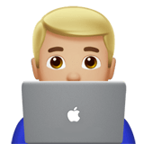 Man Technologist Emoji with Medium-Light Skin Tone, Apple style