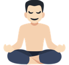 Man in Lotus Position Emoji with Light Skin Tone, Facebook style