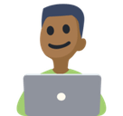 Man Technologist Emoji with Medium-Dark Skin Tone, Facebook style