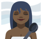 Woman in Steamy Room Emoji with Dark Skin Tone, Facebook style