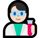 Man Scientist Emoji with Light Skin Tone, Microsoft style
