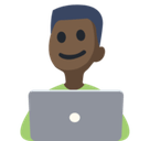 Man Technologist Emoji with Dark Skin Tone, Facebook style