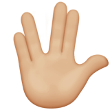 Vulcan Salute Emoji with Medium-Light Skin Tone, Apple style