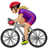 Woman Biking Emoji with Medium-Light Skin Tone, Apple style