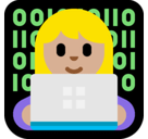 Woman Technologist Emoji with Medium-Light Skin Tone, Microsoft style