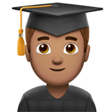 Man Student Emoji with Medium Skin Tone, Apple style