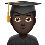 Man Student Emoji with Dark Skin Tone, Apple style