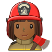 Woman Firefighter Emoji with Medium-Dark Skin Tone, Samsung style