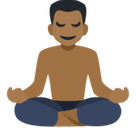 Man in Lotus Position Emoji with Medium-Dark Skin Tone, Facebook style
