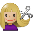 Woman Getting Haircut Emoji with Medium-Light Skin Tone, Samsung style