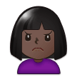 Woman Frowning Emoji with Dark Skin Tone, Samsung style