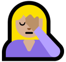 Person Facepalming Emoji with Medium-Light Skin Tone, Microsoft style