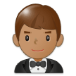 Man in Tuxedo Emoji with Medium Skin Tone, Samsung style