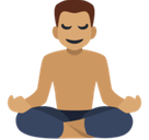 Man in Lotus Position Emoji with Medium Skin Tone, Facebook style