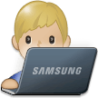 Man Technologist Emoji with Medium-Light Skin Tone, Samsung style