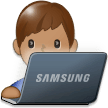 Man Technologist Emoji with Medium Skin Tone, Samsung style