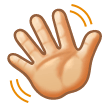Waving Hand Emoji with Light Skin Tone, Samsung style