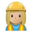 Woman Construction Worker Emoji with Medium-Light Skin Tone, Samsung style