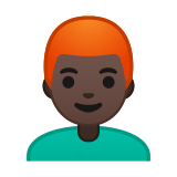 Man: Dark Skin Tone, Red Hair, Google style