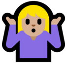 Person Shrugging Emoji with Medium-Light Skin Tone, Microsoft style