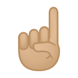 Index Pointing Up Emoji with Medium-Light Skin Tone, Google style