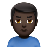Man Pouting Emoji with Dark Skin Tone, Apple style
