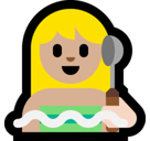 Person in Steamy Room Emoji with Medium-Light Skin Tone, Microsoft style