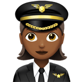 Woman Pilot Emoji with Medium-Dark Skin Tone, Apple style