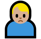 Man Frowning Emoji with Medium-Light Skin Tone, Microsoft style