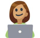 Woman Technologist Emoji with Medium Skin Tone, Facebook style