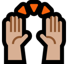 Raising Hands Emoji with Medium-Light Skin Tone, Microsoft style