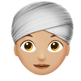 Woman Wearing Turban Emoji with Medium-Light Skin Tone, Apple style