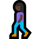 Woman Walking Emoji with Dark Skin Tone, Microsoft style